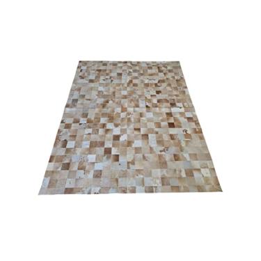 Imagem de Tapete De Couro Natural Premium Placas 10x10cm (Bege Malhado)