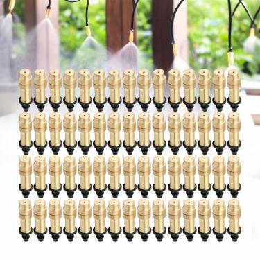 Imagem de Aspersor de bocal de névoa de latão ajustável – Irrigação por gotejamento de alta eficiência para gramado e horta, névoa de água atomizadora para resfriamento de estufas, umidificação e controle de