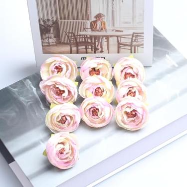 Imagem de 10 peças de decoração de flores de rosas artificiais, conjunto de cabeças de flores decorativas em estilo rosa para mesa de casamento em casa, decoração de arranjos florais, roxo claro