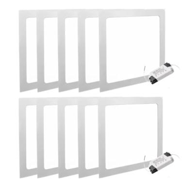 Imagem de Kit 10 Painel Plafon com Drive Reator - Quadrado 30X30 cm de Embutir LED 24w - Luz Branca Fria 6500K Bivolt - Borda Ultrafina Branca