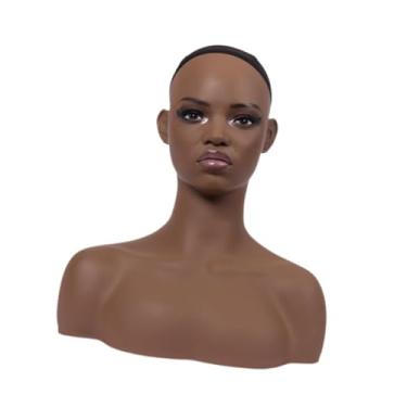 Imagem de Zialofi Modelo de exibição de peruca de cabeça de manequim feminina, cabeça multifuncional de manikin pvc com ombro para copos de colar de colar de brincos