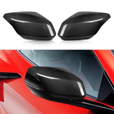 Imagem de T-carbon Capas de espelho lateral de fibra de carbono para Corvette C8 Z51 Z06 2020-2026 Capa de espelho retrovisor compatível com Corvette C8 Stingray E-Ray Tampas de espelho acessórios de acabamento