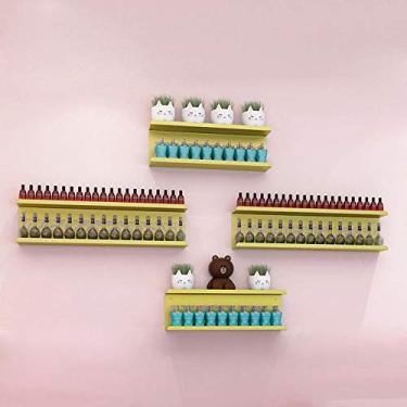 Imagem de Prateleiras de metal para armazenamento de esmaltes de parede, prateleira de esmalte de metal dourado e prateleiras de exibição de óleos essenciais/suporte de potes de especiarias de cozinha, bordas