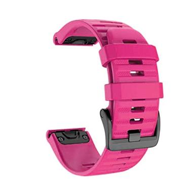 Imagem de XNWKF Pulseira de silicone esportiva de 26 mm para Garmin Fenix 6X 6 6S Pro 5X 5 5S Plus 3 HR 20 22mm Easy Fit Quick Release wirstband (Cor: Rosa, Tamanho: 26mm Fenix 5X 6X Pro)