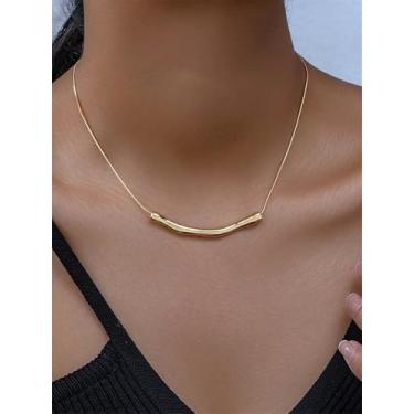 Imagem de Colar feminino de prata esterlina, moderno, minimalista, com pingente, gargantilha de amizade, para joias, presentes de Natal, presentes de amizade para mulheres, Medium, Latão, Sem Pedra Preciosa