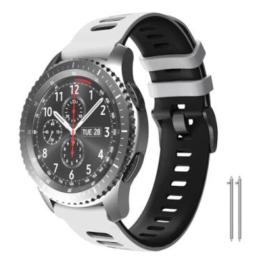Imagem de AXPTI Para Gear S3 Frontier/Classic Galaxy Watch de 46 mm, pulseira de substituição de silicone macio de 22 mm para Gear S3 Frontier/S3 Classic/Galaxy Watch 3 de 45 mm/Ticwatch Pro S2/E2, One Size,