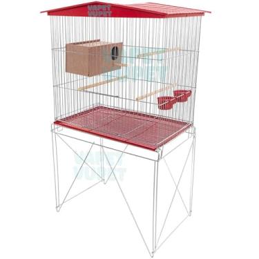 Imagem de Viveiro Bandeja Lata Gaiola Grande De Calopsita Aves Com Ninho