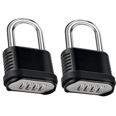 Imagem de Fechadura de combinação | Fechadura combo resistente de 4 dígitos - Cadeado de combinação impermeável ao ar livre de 26,5 mm para cercas externas, armários, galpões, academia, ferrolhos de portão