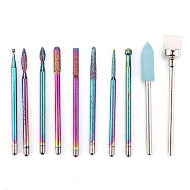 Imagem de Cryfokt Conjunto de Brocas para Unhas, Durável, Aço de Tungstênio, Ferramentas de Moagem de Cerâmica para Manicure e Pedicure, Cerâmica, 10 Peças
