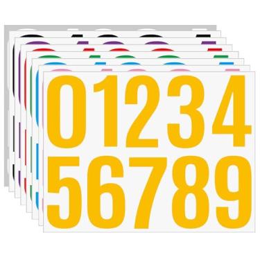 Imagem de 8 folhas de adesivos com números de 10 a 9 cm – números autoadesivos de vinil à prova d'água para endereço de caixa de correio, placas de porta de casa, etiquetas de sala de aula, caixas de