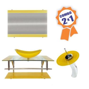 Imagem de Combo 2 em 1 - Gabinete 90cm Romênia + Torneira Ibiza - EKASA, Amarelo