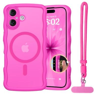 Imagem de BENTOBEN Capa magnética para iPhone 17, linda moldura ondulada encaracolada [compatível com Magsafe] [proteção total da câmera] Capa protetora fina fosca à prova de choque para mulheres, meninas