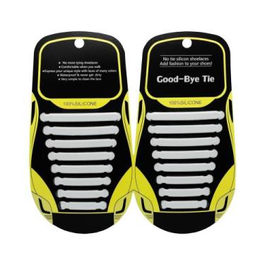 Imagem de Kit Cadarços Silicone Elástico Prático Rápido - ByteStore, Branco