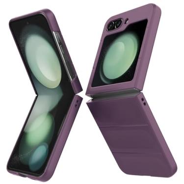 Imagem de BonYonka Capa para Samsung Galaxy Z Flip 5, capa protetora rígida de policarbonato fino, capa protetora antiarranhões à prova de choque, roxa