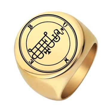 Imagem de Anel Selo Unissex De Aço Inoxidável Com Estrela De Salomão E Constelaç