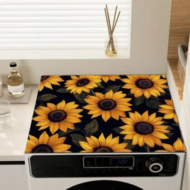 Imagem de Capas de lavadora e secadora de girassóis para a parte superior, capa de máquina de lavar antiderrapante, protetor de cobertura à prova de poeira para lavanderia e cozinha, 59,9 cm x 50 cm