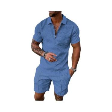 Imagem de Conjunto De Camiseta E Shorts Masculinos Pretos, T-Shirt Esportiva De 