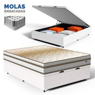Imagem de Cama Box Baú com Colchão de Molas Ensacadas Double Face Pillow Euro Al