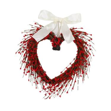 Imagem de Esquirla Guirlanda de Corações com Frutas Vermelhas para Decoração de Porta de Entrada - Presente Romântico para o Dia dos Namorados - Guirlanda para o Dia, Vermelho