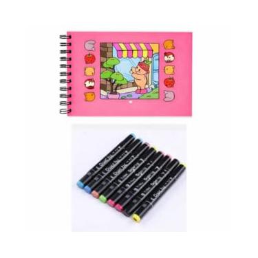 Imagem de Kit Marcadores Artísticos com Ponta Dupla 48 Cores + Livro de Colorir Capa Dura 50 Páginas, Canetinhas à Base de Álcool, Ambidestro, Múltiplas Cores (6, Rosa)