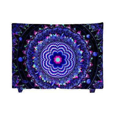 Imagem de Tapeçaria De Mão Hamsa Com Ilusão Neon, Nebulosa Cósmica, Olho Que Tud