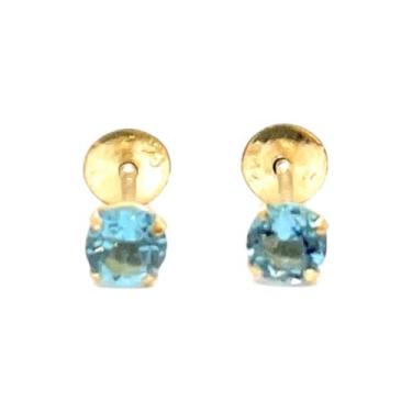 Imagem de Brinco Bebê Ouro 18k Topázio Azul Natural 3mm Tarraxa Rosca 06363 - Us