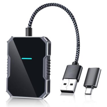 Imagem de Jansite Adaptador CarPlay sem fio para Apple iPhone – Conexão sem costura multiusuário para converter adaptador de reprodução com fio para carro sem fio – sem latência de cabos iOS 10+, USB-A e USB-C