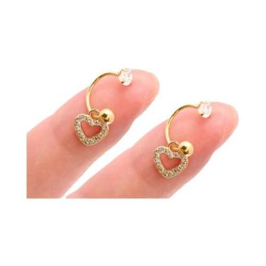 Imagem de Brincos Femininos De Aço Inoxidável Com Pingente De Coração E Cruz, Ar