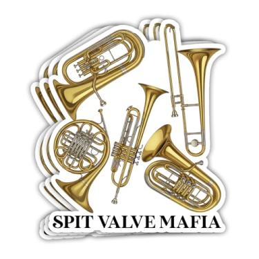 Imagem de MAIANEY (3 peças) Adesivo Spit Valve Mafia 7,6 cm Instrumentos Musicais Engraçados Banda de Marcha Trombone Trompete Tuba Eufônio Chifre Francês Latão Presentes Decorações para Garrafa de Água Laptop