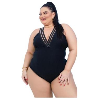 Imagem de Body Feminino Plus Size Luxo decote V Veste 50 a 52 - WM