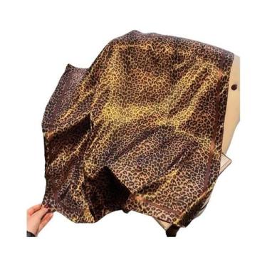 Imagem de Lenço De Seda Leve Com Estampa De Leopardo De 90cm Para Mulheres, Acab