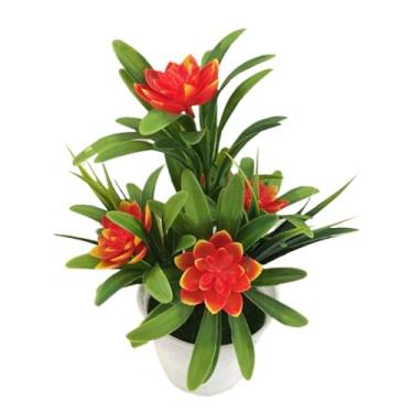 Imagem de Pequenas plantas falsas com vaso, plantas artificiais em vasos – flores realistas, decoração estética para mesa de café, cozinha, quinta, prateleira, banheiro, sala de jantar, casa