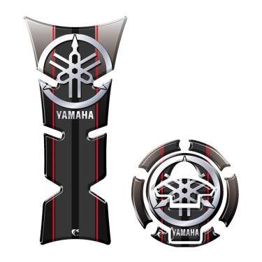Imagem de Kit Adesivo Protetor Tanque E Bocal Moto Yamaha Lista Vermelha Vermelho