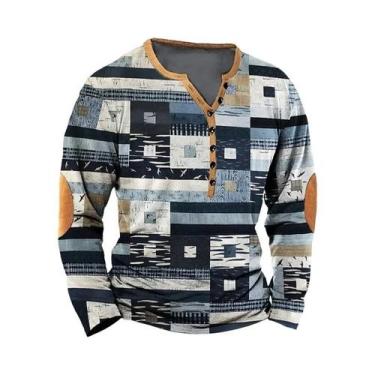 Imagem de Camisa Casual Masculina Vintage De Manga Longa Com Botões, Estilo Solt