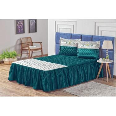 Imagem de Colcha Casal Queen Bella 3 pcs Cetim - Adilson Lourenco Enxovais, verd