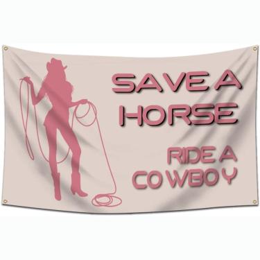 Imagem de Tapeçaria Save A Horse Ride A Cowboy para decoração de quarto 100x150cm