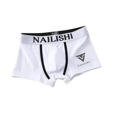 Imagem de Cuecas Boxer Masculinas De Algodão Respirável Com Estampa De Letras Na