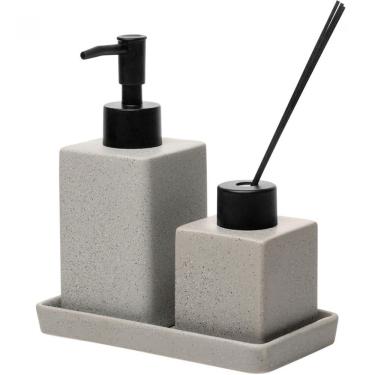 Imagem de Conjunto 3 Pçs Para Banheiro Granilite Quadratto Cerâmica Cinza