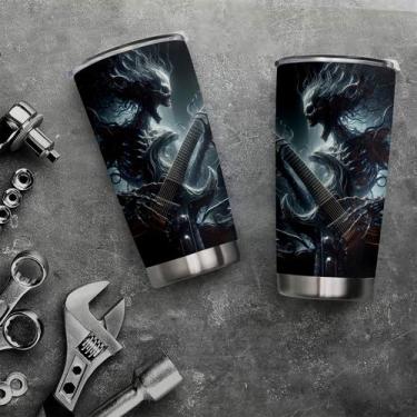 Imagem de Caneca de viagem Oasisdream Tumbler 600ml com estampa de guitarra