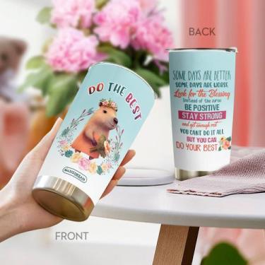 Imagem de Copo de viagem Oasisdream 600ml em aço inoxidável com estampa de urso