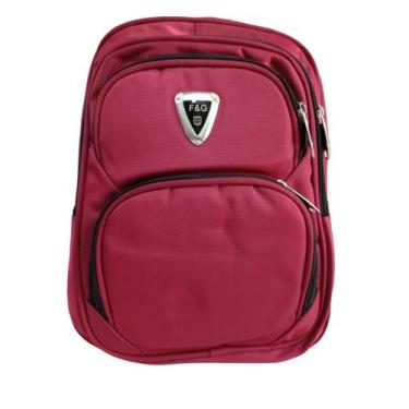 Imagem de Mochila Unissex Faculdade Impermeável Resistente 35cm F&G, Vinho