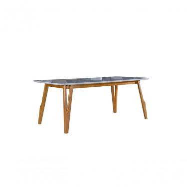 Imagem de Mesa De Jantar Com Vidro Madeira Maciça Siena 2x1 Art Salas