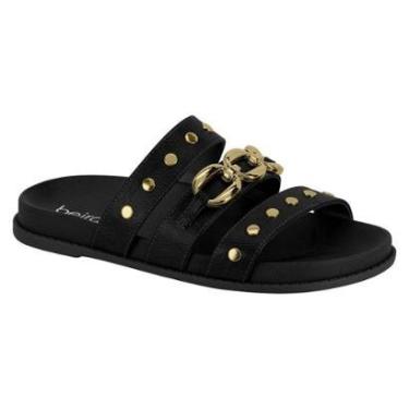 Imagem de Sandalia Papete Feminina Beira Rio Confortavel Tiras Corrente/Tachas Leve Macia Ref: 8578.102-Feminino