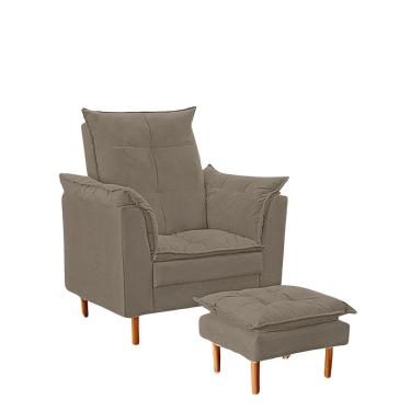 Imagem de Poltrona Amamentar Ergonômica com Puff em Suede - Meu Estofado