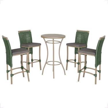 Imagem de Mesa Bistro E 4 Banquetas Roma Fendi Corda Náutica 11 Verde