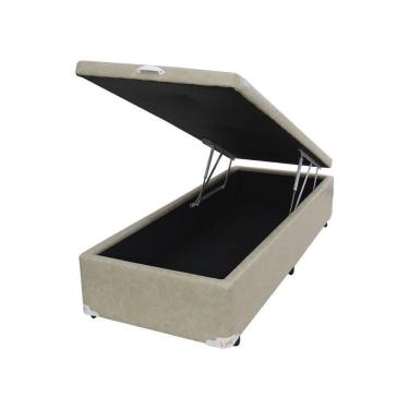 Imagem de Box Baú Castor Solteiro Premium Kansas Bege 100x200x35cm