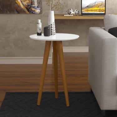 Imagem de Mesa Lateral 4702 Pés Palito Sala Branca - Mobiliar Home Shop