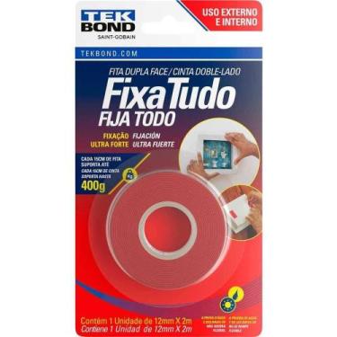 Imagem de Fita Dupla Face Acrílica, 12 Mm X 2 M, Uso Externo, Fixa Tudo, Tek Bon