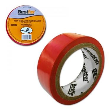 Imagem de Fita Isolante Vermelha Antichama 18 mm x 5 m Proteção Elétrica Segura 