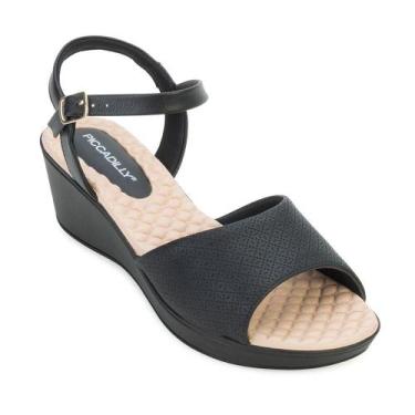 Imagem de Sandália Anabela Piccadilly PD23-54031, 37, Preto, Bege